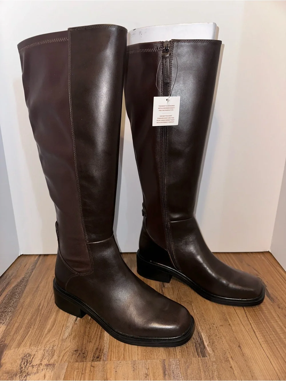 Franco Sarto Women's Gisella Wide Calf Square Toe Zip Tall Boots 7.5 M